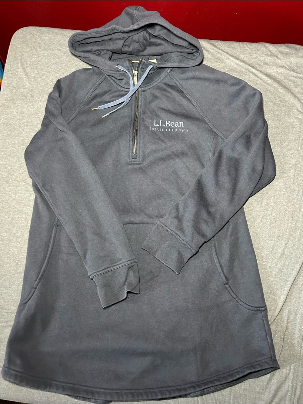 L.L. Bean Women's Blue Hooded Half-Zip Pullover Hoodie